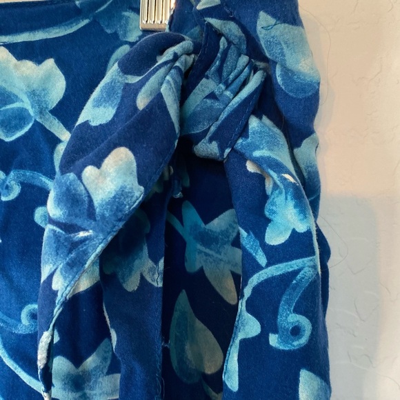 Hillard & Hanson blue floral wrap skirt size large - Picture 5 of 11